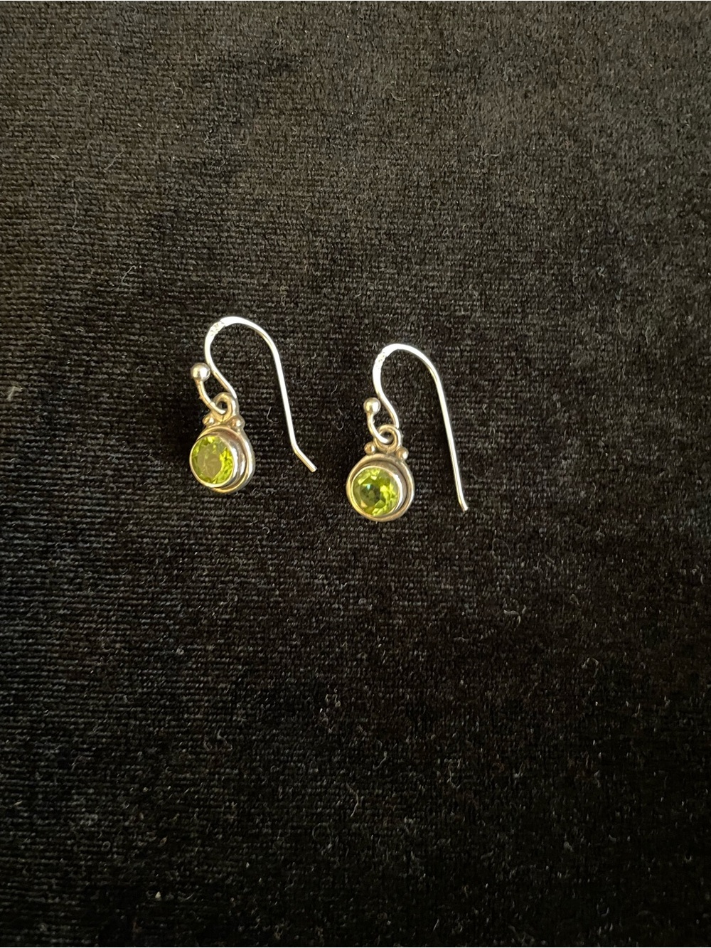 Sterling Silver Peridot Drop Earrings - Green Gemstone Earrings